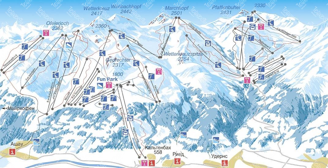 Найближчий до нас регіон - SkiWelt, але там теж низькі висоти, тому якщо буде проблема зі снігом доведеться їздити в регіон катання Ціллерталь, в Кальтенбах, тут зона катання на більш високих висотах