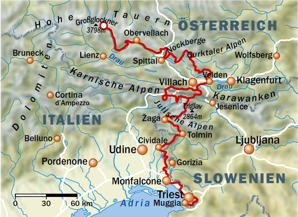 Маршрут, який може повести вас з Австрії в Італію через Словенію - Альпійсько-Адріатична дорога